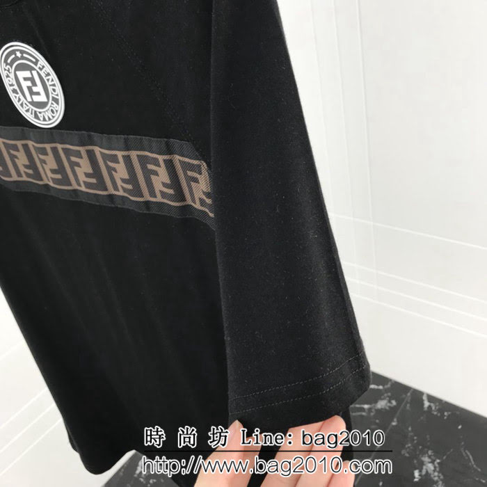 FENDI芬迪 19ss roma系列 定制立體矽膠 定制復古織帶 ins爆款 黑色男短袖 ydi2118